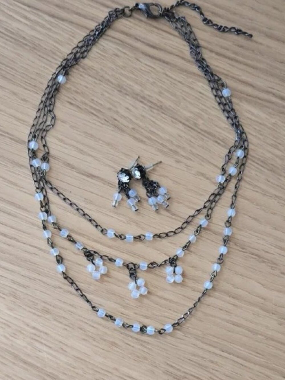 Vintage Betsey Johnson beaded necklace and earrings set